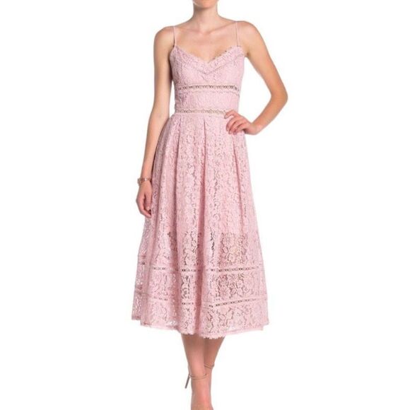 NSR NWT Pink Lace Midi Dress Size M - Picture 3 of 11